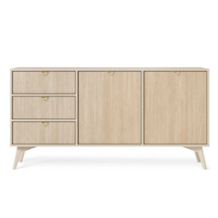 Sideboard 3 Drawers 2 Doors - Chevron Scandi & Beige