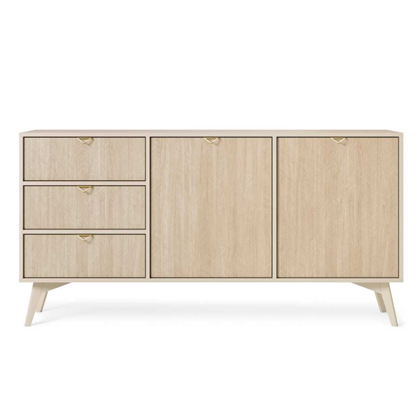 Sideboard 3 Drawers 2 Doors - Chevron Scandi & Beige