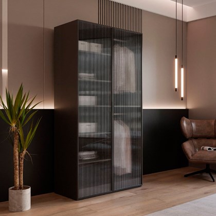 Wardrobe with Milled Glass - Black
