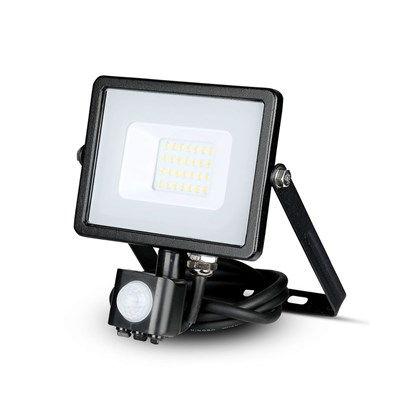 LED Floodlight Black 20W 3000K  With Sensor