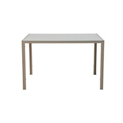 Dining Table – Tempered Glass & Beige Metal