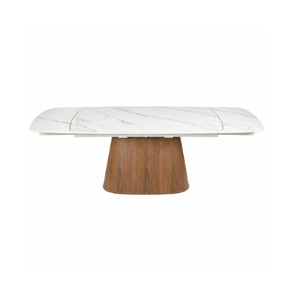 Extending Dining Table – W180(+40+40) x D90 x H76 cm White Matt Ceramic