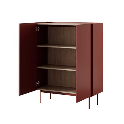 Sideboard Large 2 Doors – Ceramic Red & Linea Oak