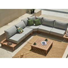 Outdoor Corner Sofa Aluminium  Wood Effect
