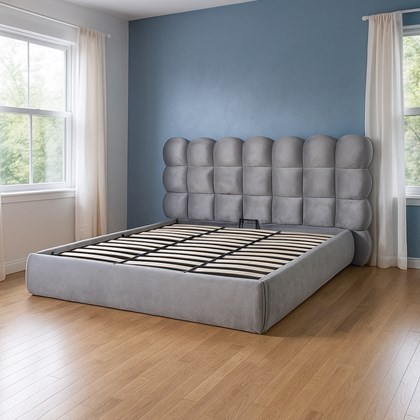 Upholstery Bed with Gas Lift 180x200 - Light Grey