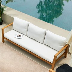 Outdoor Sofa Set 3-1-1 Aluminium Wood Effect