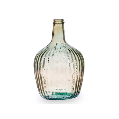 Decorative Striped Glass Bottle 4L – Transparent Champagne