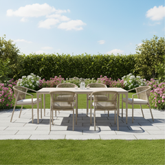 Modern Aluminium  Dining Table – Camel 6 Chair Set