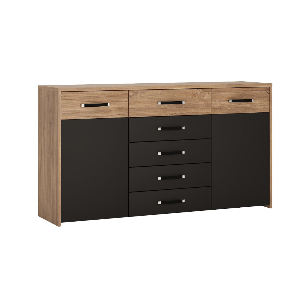 Sideboard 2 Doors 5 Shelves – Stirling Oak & Black Matt