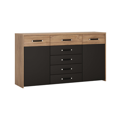 Sideboard 2 Doors 5 Shelves – Stirling Oak & Black Matt