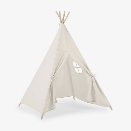 White Cotton Tipi with Solid Pine Wood Legs