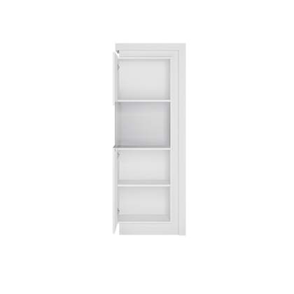 1D Vitrine Cabinet – White Alpin & White Glass (Left Hand)
