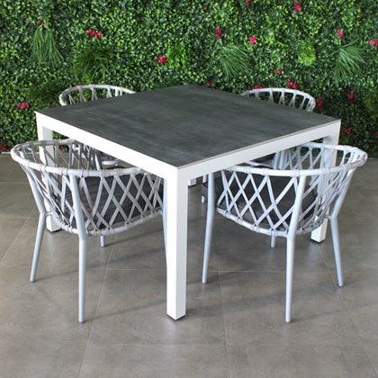 Aluminium Ceramic Table 120x120cm White Nox Esmerald