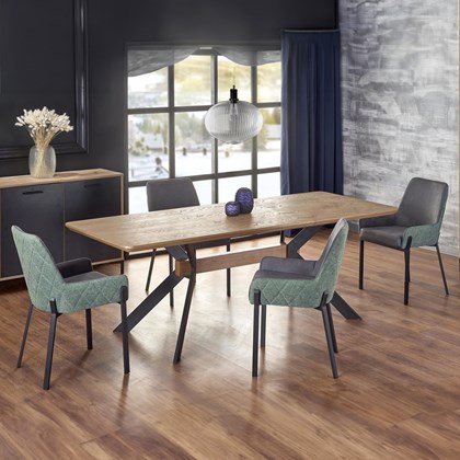 Extendable Dining Table - Natural Oak & Black