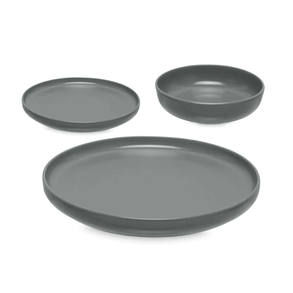Set of 18 pcs Stoneware Dinnerware Dark Grey