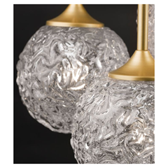 Pendant Light Clear Structured Glass & Brushed Gold Steel