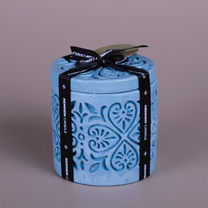 Large Heart Jar Cylinder Blue Lavender Mint