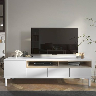 Roomers TV Stand White Oak