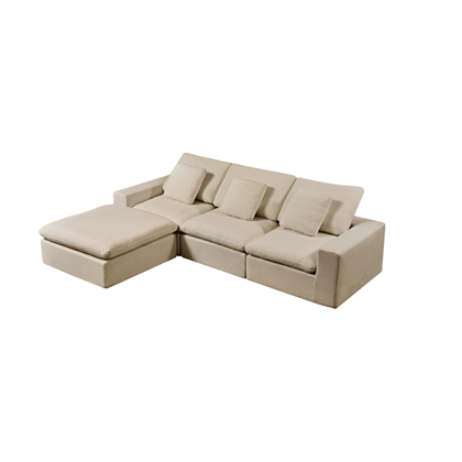Brown Modular Sofa Set With Left Arm Seat, Right Arm Seat, Armless Single Seat & Ottoman