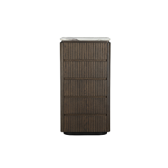 Tallboy - Ceramic Marble Effect Top with Dark Brown Oak MDF
