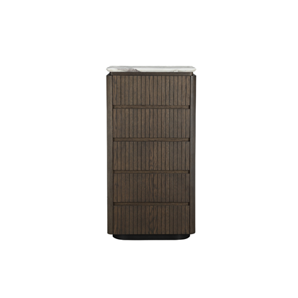 Tallboy - Ceramic Marble Effect Top with Dark Brown Oak MDF