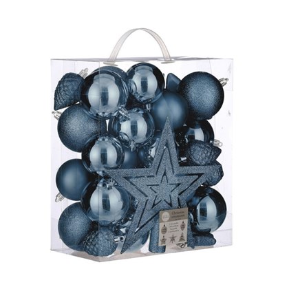 Shatterproof Plastic Christmas Baubles 40 Pieces Blue