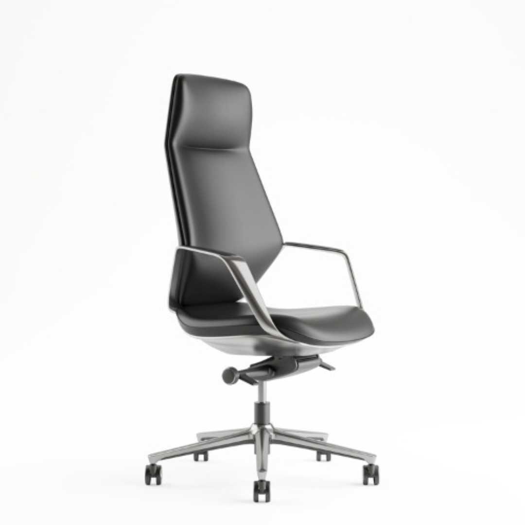 Office Chair Aluminium & Leather – Black