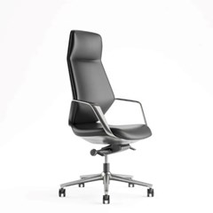 Office Chair Aluminium & Leather – Black