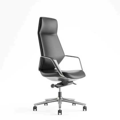 Office Chair Aluminium & Leather – Black