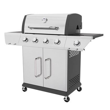 4 Burner Gas Grill Stainless Steel with Side Burner