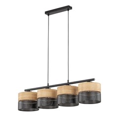 Pendant Lamp Nicol 4 Panels Black Beige