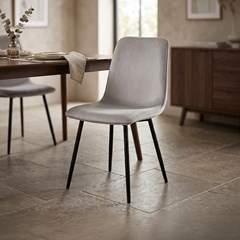 Chair Fabric Black Metal Legs - Grey