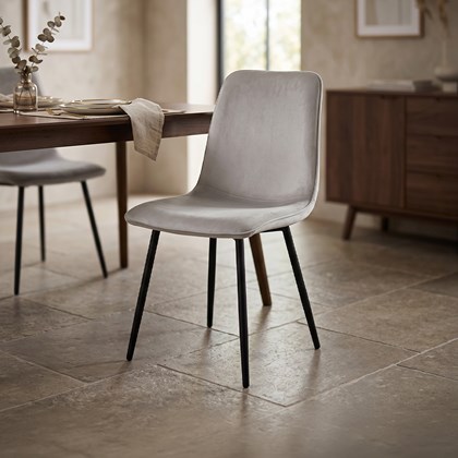 Chair Fabric Black Metal Legs - Grey