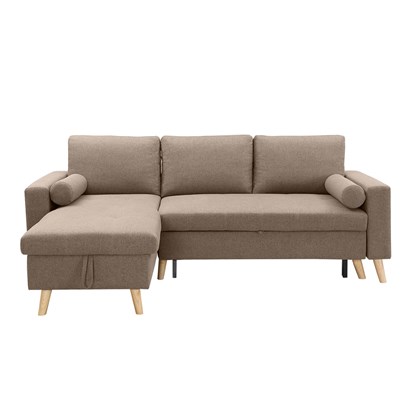 Corner Sofa Bed with Storage - Light Brown