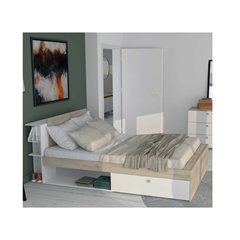 White & Oak Storage Bed Frame – 140x200cm