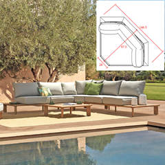 Outdoor Corner Sofa Aluminium  Wood Effect