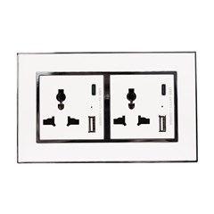 2 Gang 13Amp Socket USB-C – White Mirror Frame