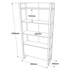 Bookshelf In Pine Finish With Iron Legs