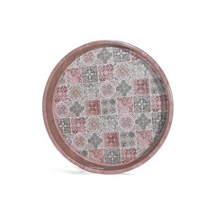 Round Tin Tray 33Xh4cm - Pink