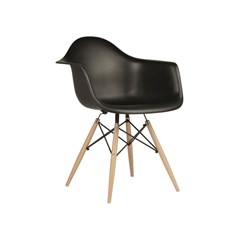 Arm Chair with Wooden Legs & Metal Frame – Black