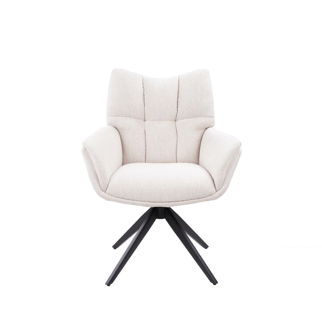 Swivel Dining Chair – White Fabric