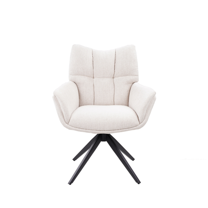 Swivel Dining Chair – White Fabric