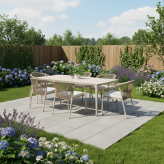 Modern Aluminium  Dining Table – Camel 6 Chair Set