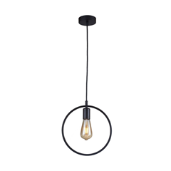 Suspension Lamp Metal E27 Circle Black