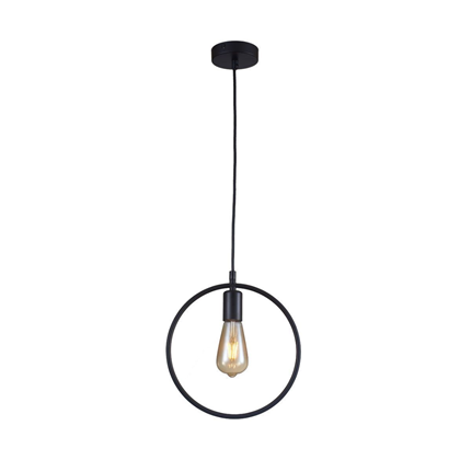 Suspension Lamp Metal E27 Circle Black