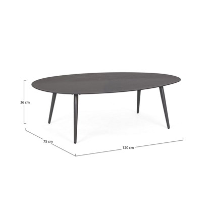 Dark Grey Oval Coffee Table 120x75cm