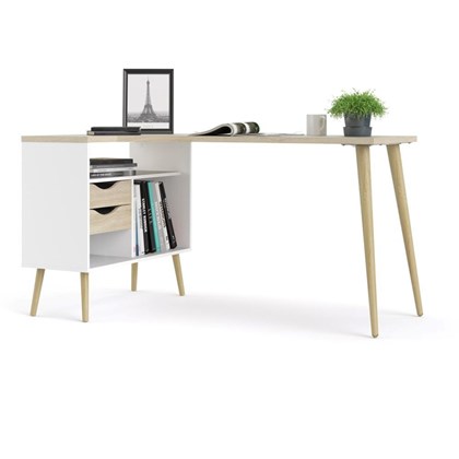 Oslo Office Desk - White & Oak