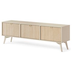 TV Unit 3 Doors - Chevron Scandi & Beige