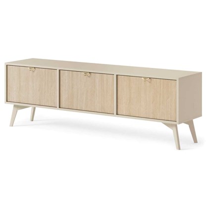 TV Unit 3 Doors - Chevron Scandi & Beige