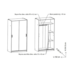 2 Sliding Door Wardrobe – Shannon Oak & Pearl White